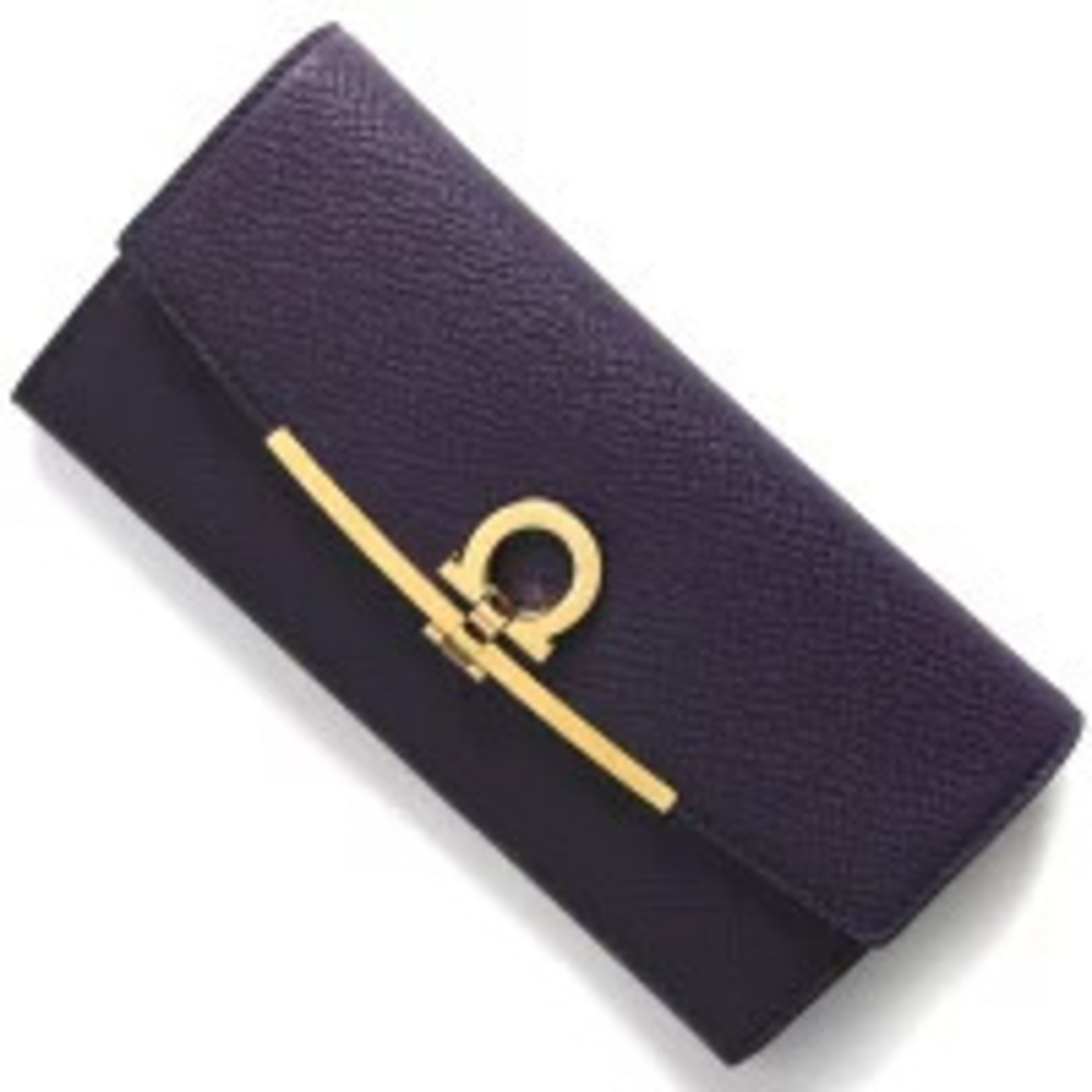 Salvatore Ferragamo Long Wallet Gancini Deep Purple SALVATORE
